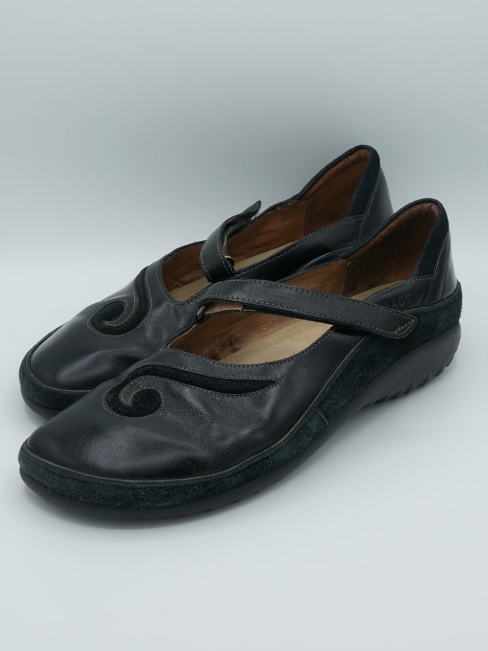 Naot Reka Black Leather Swirl Mary Jane Comfort Shoes Women's 41 US 10